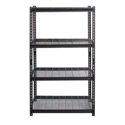 Iron Horse 2300 Lb. Wire Rivet Series 4-Shelf Metal/Wire Deck Shelving Unit, 36"W, Black (22129)