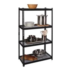 Iron Horse 2300 Lb. Wire Rivet Series 4-Shelf Metal/Wire Deck Shelving Unit, 36"W, Black (22129) -Popular Furniture sp123885441 s7