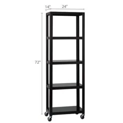 Space Solutions Ready-to-assemble 72-inch High Mobile 5-Shelf Bookcase, Black -Popular Furniture sp123885447 s7