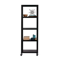 Space Solutions Ready-to-assemble 72-inch High Mobile 5-Shelf Bookcase, Black -Popular Furniture sp123885449 s7