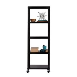 Space Solutions Ready-to-assemble 72-inch High Mobile 5-Shelf Bookcase, Black -Popular Furniture sp123885451 s7