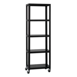 Space Solutions Ready-to-assemble 72-inch High Mobile 5-Shelf Bookcase, Black -Popular Furniture sp123885452 s7