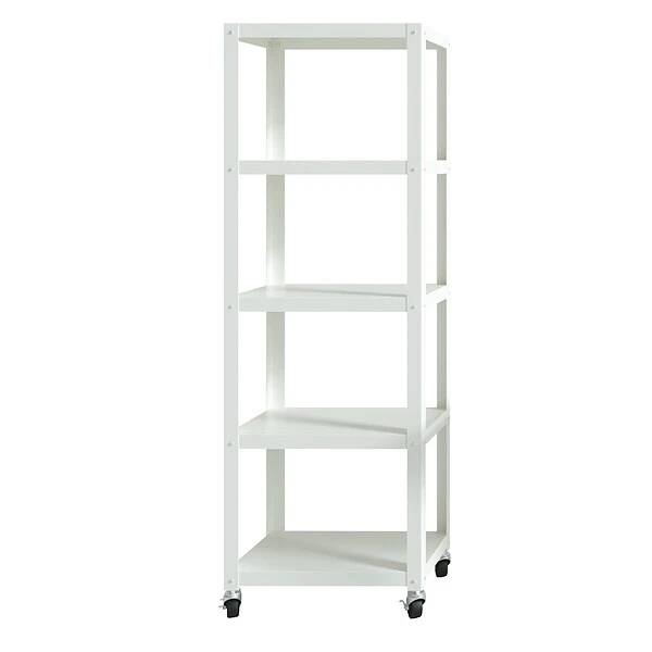 Space Solutions Ready-to-assemble 72-inch High Mobile 5-Shelf Bookcase, White 1 Space Solutions Ready-to-assemble 72-inch High Mobile 5-Shelf Bookcase, White
