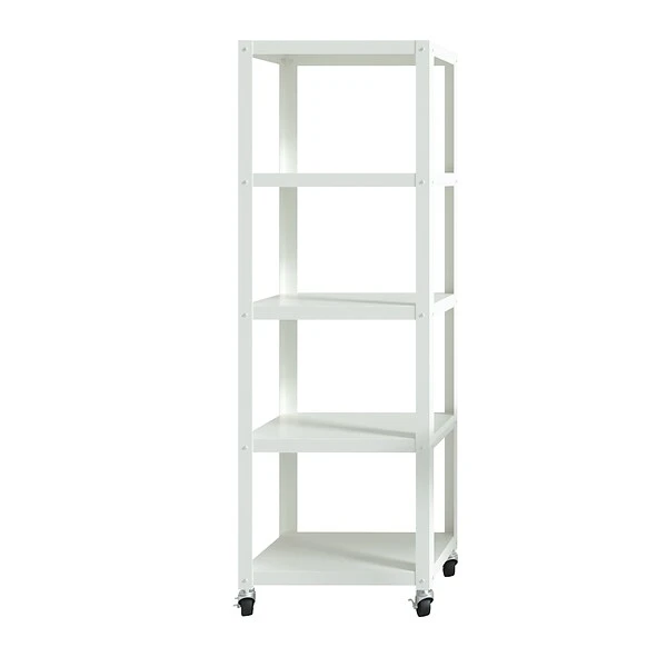 Space Solutions Ready-to-assemble 72-inch High Mobile 5-Shelf Bookcase, White 2 Space Solutions Ready-to-assemble 72-inch High Mobile 5-Shelf Bookcase, White - Image 2