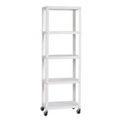 Space Solutions Ready-to-assemble 72-inch High Mobile 5-Shelf Bookcase, White 13 Space Solutions Ready-to-assemble 72-inch High Mobile 5-Shelf Bookcase, White -Popular Furniture sp123885465 s7