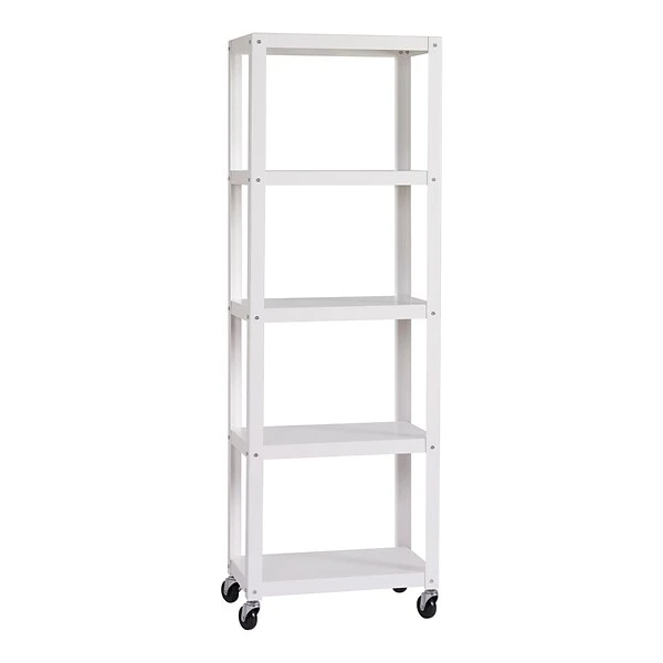 Space Solutions Ready-to-assemble 72-inch High Mobile 5-Shelf Bookcase, White 6 Space Solutions Ready-to-assemble 72-inch High Mobile 5-Shelf Bookcase, White - Image 6