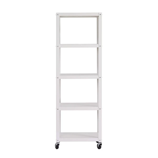 Space Solutions Ready-to-assemble 72-inch High Mobile 5-Shelf Bookcase, White 7 Space Solutions Ready-to-assemble 72-inch High Mobile 5-Shelf Bookcase, White - Image 7