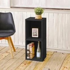 Way Basics 30.2"H 2 Shelf Narrow Bookcase Modern Eco Storage Shelf, Black Wood Grain (BS285340770BK) -Popular Furniture sp125993402 s7