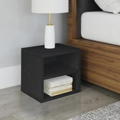 Way Basics 12.6"H X 13.4"W Modular Connect Cube With Shelf Eco Storage System, Black Wood Grain (C-SCUBE-BK) -Popular Furniture sp125994930 s7