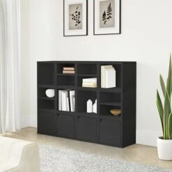 Way Basics 12.6"H X 13.4"W Modular Connect Cube With Shelf Eco Storage System, Black Wood Grain (C-SCUBE-BK) -Popular Furniture sp125994931 s7