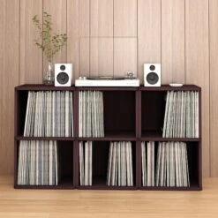 Way Basics 29.1"H Record Storage Cube And LP Record Album Modern Eco Shelf, Espresso Wood Grain (WB-2LP-EO) -Popular Furniture sp125994962 s7