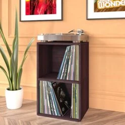Way Basics 29.1"H Record Storage Cube And LP Record Album Modern Eco Shelf, Espresso Wood Grain (WB-2LP-EO) -Popular Furniture sp125994963 s7