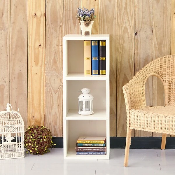 Way Basics 36.8"H Wynwood 3-Cube Narrow Bookcase Organizer And Modern Eco Storage Shelf Unit, White (WB-3CUBE-WE) 3 Way Basics 36.8"H Wynwood 3-Cube Narrow Bookcase Organizer And Modern Eco Storage Shelf Unit, White (WB-3CUBE-WE) - Image 3