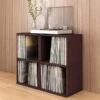 Way Basics 29.1"H Record Storage Cube And LP Record Album Modern Eco Shelf, Espresso Wood Grain (WB-2LP-EO)