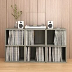 Way Basics 29.1"H 2 Shelf Vinyl Record Storage Cube And LP Record Album Modern Eco Shelf, Gray Wood Grain (WB-2LP-GY) -Popular Furniture sp125995136 s7