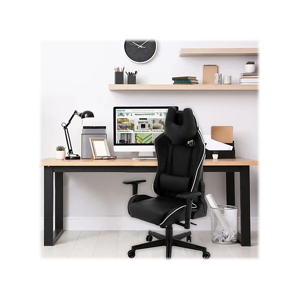 Hanover Commando Fabric Ergonomic Racing Gaming Chair, Black/White (HGC0106) 2 Hanover Commando Fabric Ergonomic Racing Gaming Chair, Black/White (HGC0106) - Image 2