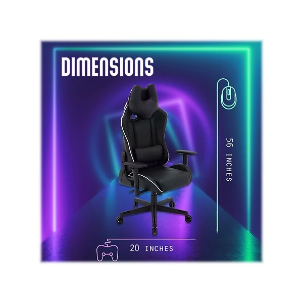 Hanover Commando Fabric Ergonomic Racing Gaming Chair, Black/White (HGC0106) 5 Hanover Commando Fabric Ergonomic Racing Gaming Chair, Black/White (HGC0106) - Image 5