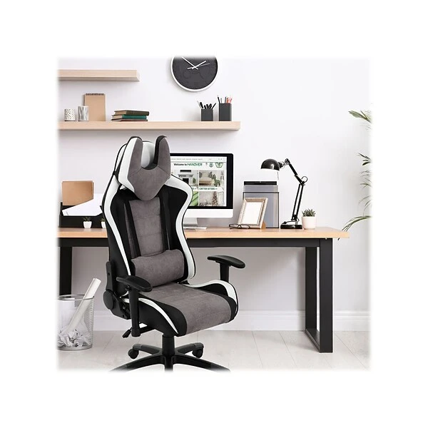 Hanover Commando Fabric Ergonomic Racing Gaming Chair, Black/Gray/White (HGC0107) 3 Hanover Commando Fabric Ergonomic Racing Gaming Chair, Black/Gray/White (HGC0107) - Image 3