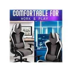 Hanover Commando Fabric Ergonomic Racing Gaming Chair, Black/Gray/White (HGC0107) 11 Hanover Commando Fabric Ergonomic Racing Gaming Chair, Black/Gray/White (HGC0107) -Popular Furniture sp126251304 s7