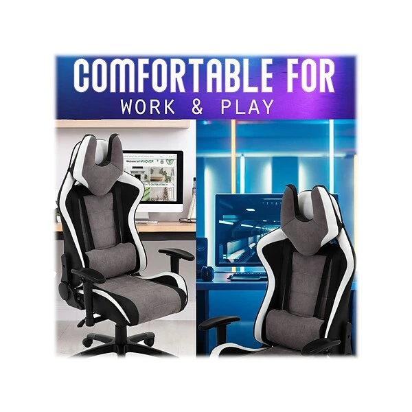 Hanover Commando Fabric Ergonomic Racing Gaming Chair, Black/Gray/White (HGC0107) 5 Hanover Commando Fabric Ergonomic Racing Gaming Chair, Black/Gray/White (HGC0107) - Image 5