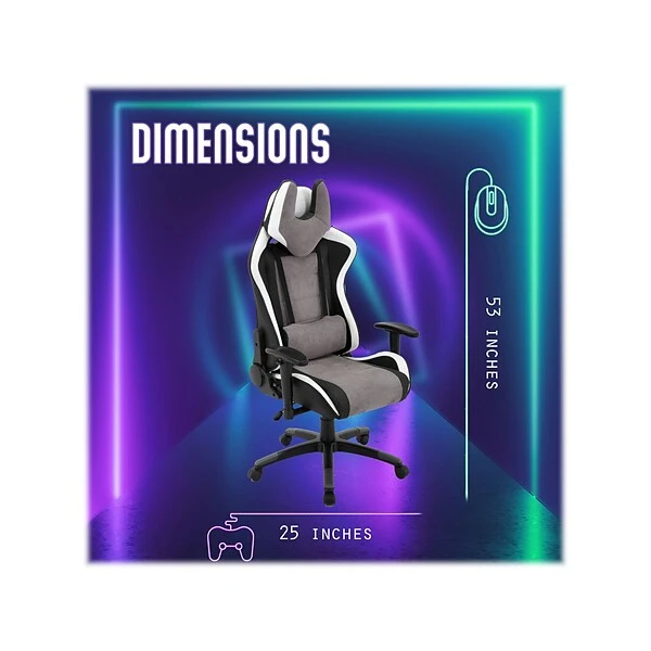 Hanover Commando Fabric Ergonomic Racing Gaming Chair, Black/Gray/White (HGC0107) 6 Hanover Commando Fabric Ergonomic Racing Gaming Chair, Black/Gray/White (HGC0107) - Image 6