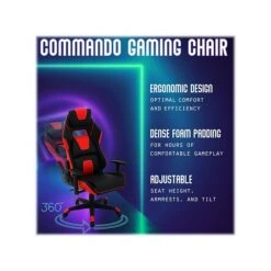 Hanover Commando Fabric Ergonomic Racing Gaming Chair, Black/Red (HGC0108) -Popular Furniture sp126251314 s7