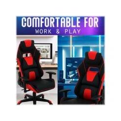 Hanover Commando Fabric Ergonomic Racing Gaming Chair, Black/Red (HGC0108) -Popular Furniture sp126251315 s7