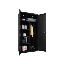 Hirsh 72" Steel Wardrobe Cabinet With 4 Shelves, Black (22632) -Popular Furniture sp126926554 s7