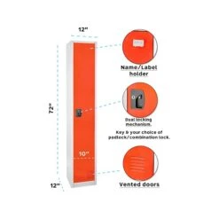 AdirOffice 72" D 1-Compartment Steel Tier Key Lock Red/Off-White Storage Locker (629-201-RED) -Popular Furniture sp128565989 s7