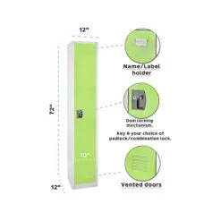AdirOffice 72" 1-Compartment Steel Tier Key Lock Green/Off-White Storage Locker (629-201-GRN) -Popular Furniture sp128565998 s7