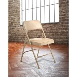 NPS 1200 Series Vinyl Padded Premium Folding Chairs, French Beige/Beige, 4 Pack (1201/4) -Popular Furniture sp130557412 s7