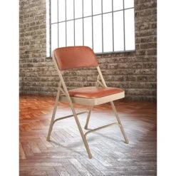 NPS 1200 Series Vinyl Padded Premium Folding Chairs, Honey Brown/Beige, 4 Pack (1203/4) -Popular Furniture sp130557421 s7