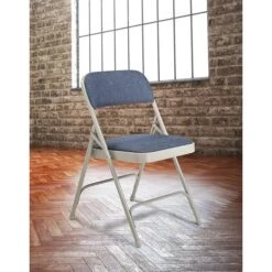 NPS 2200 Series Fabric Padded Premium Folding Chairs, Imperial Blue/Gray, 4 Pack (2205/4) -Popular Furniture sp130557468 s7