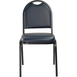 NPS 9200 Series Dome-Back Vinyl Padded Stack Chair, Midnight Blue/Black Sandtex (9204-BT)