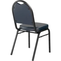 NPS 9200 Series Dome-Back Vinyl Padded Stack Chair, Midnight Blue/Black Sandtex (9204-BT) -Popular Furniture sp130557812 s7