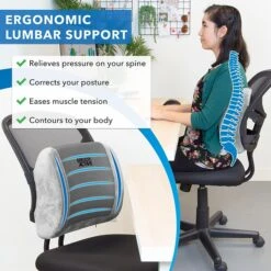 Mount-It! ErgoActive Lumbar Support Cushion With Straps, Breathable Mesh Cover, Gray (MI-1013) -Popular Furniture sp133530613 s7