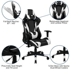 Flash Furniture X20 Ergonomic LeatherSoft Swivel Reclining Gaming Chair, Black (CH1872301BK) -Popular Furniture sp133535067 s7