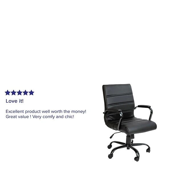 Flash Furniture Whitney Ergonomic LeatherSoft Swivel Mid-Back Executive Office Chair, Black/Black (GO2286MBKBK) 4 Flash Furniture Whitney Ergonomic LeatherSoft Swivel Mid-Back Executive Office Chair, Black/Black (GO2286MBKBK) - Image 4