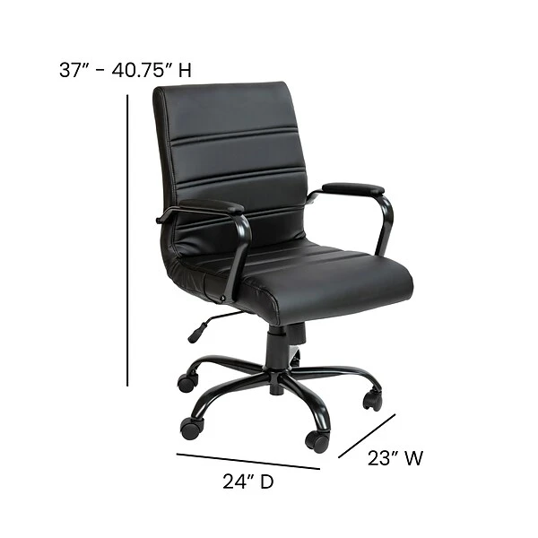 Flash Furniture Whitney Ergonomic LeatherSoft Swivel Mid-Back Executive Office Chair, Black/Black (GO2286MBKBK) 6 Flash Furniture Whitney Ergonomic LeatherSoft Swivel Mid-Back Executive Office Chair, Black/Black (GO2286MBKBK) - Image 6