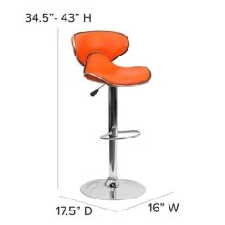 Flash Furniture Contemporary Vinyl Adjustable Height Barstool With Back, Orange (DS815ORG) -Popular Furniture sp134249495 s7