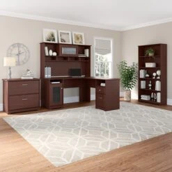 Bush Furniture Cabot 5 Shelf 66"H Bookcase, Harvest Cherry (WC31466-03) -Popular Furniture sp134252544 s7