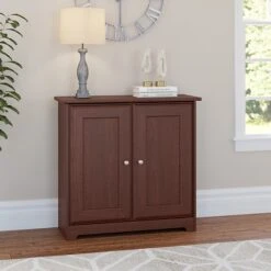 Bush Furniture Cabot 30"H Small Storage Cabinet With Doors, Harvest Cherry (WC31498)