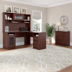 Bush Furniture Cabot 30"H Small Storage Cabinet With Doors, Harvest Cherry (WC31498) -Popular Furniture sp134252791 s7