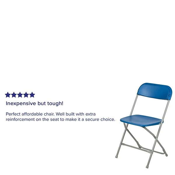 Flash Furniture HERCULES Premium Catering Events/Game Night/School/Wedding/Barbecue Stacking & Folding Chair, Blue/Gray 3 Flash Furniture HERCULES Premium Catering Events/Game Night/School/Wedding/Barbecue Stacking & Folding Chair, Blue/Gray - Image 3