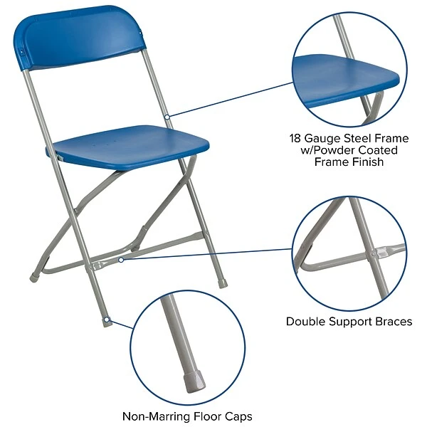 Flash Furniture HERCULES Premium Catering Events/Game Night/School/Wedding/Barbecue Stacking & Folding Chair, Blue/Gray 4 Flash Furniture HERCULES Premium Catering Events/Game Night/School/Wedding/Barbecue Stacking & Folding Chair, Blue/Gray - Image 4