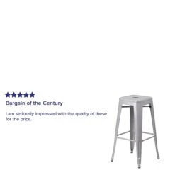 Flash Furniture Industrial Metal Restaurant Barstool, Silver (CH3132030SIL) -Popular Furniture sp134593618 s7