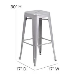 Flash Furniture Industrial Metal Restaurant Barstool, Silver (CH3132030SIL) -Popular Furniture sp134593620 s7