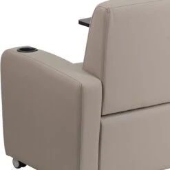 Flash Furniture Leather Guest Chair; Gray W/Tablet Arm, Front Wheel Casters And Cup Holder -Popular Furniture sp134593699 s7