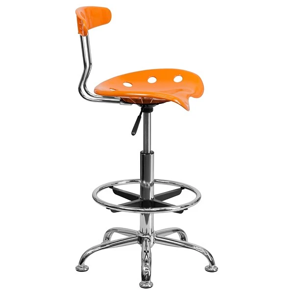 Flash Furniture Low Back Polymer Drafting Stool With Tractor Seat, Vibrant Orange 7 Flash Furniture Low Back Polymer Drafting Stool With Tractor Seat, Vibrant Orange - Image 7