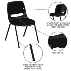 Flash Furniture HERCULES Plastic Shell Stack Chair, Black (RUTEO101PADGG) -Popular Furniture sp134594348 s7
